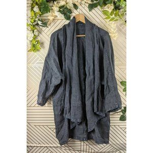 B.LOOSE Linen Drape Kimono Robe  Jacket Blue Size M/L lagenlook
